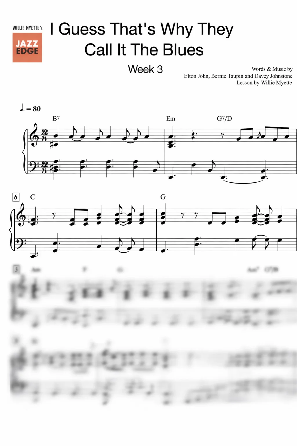Sheet music sample — Guess That's Why They Call It the Blues